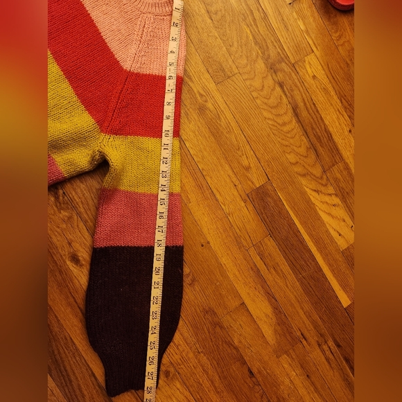 GAP Cotton Horizontal Striped Knit Sweater Pink Yellow Purple Red Fuschia Size M - Picture 6 of 6